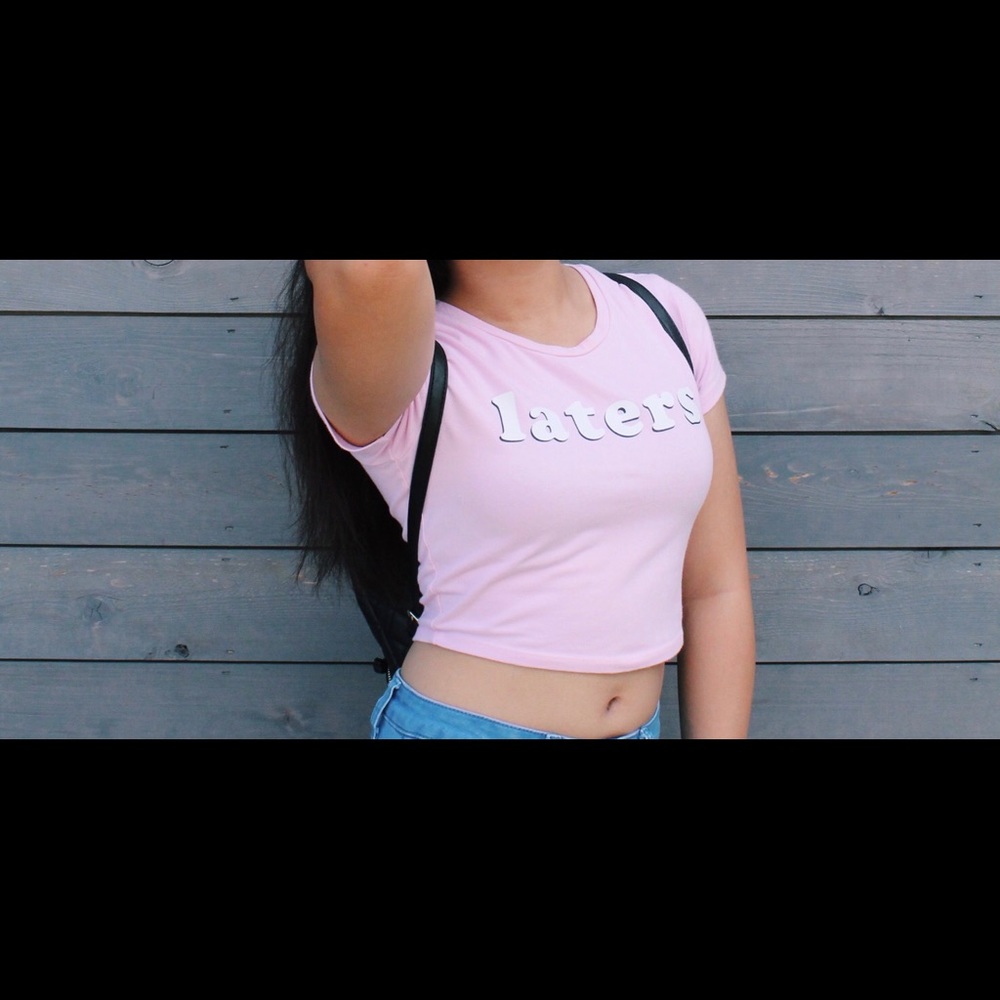 Pastel pink “laters” crop top